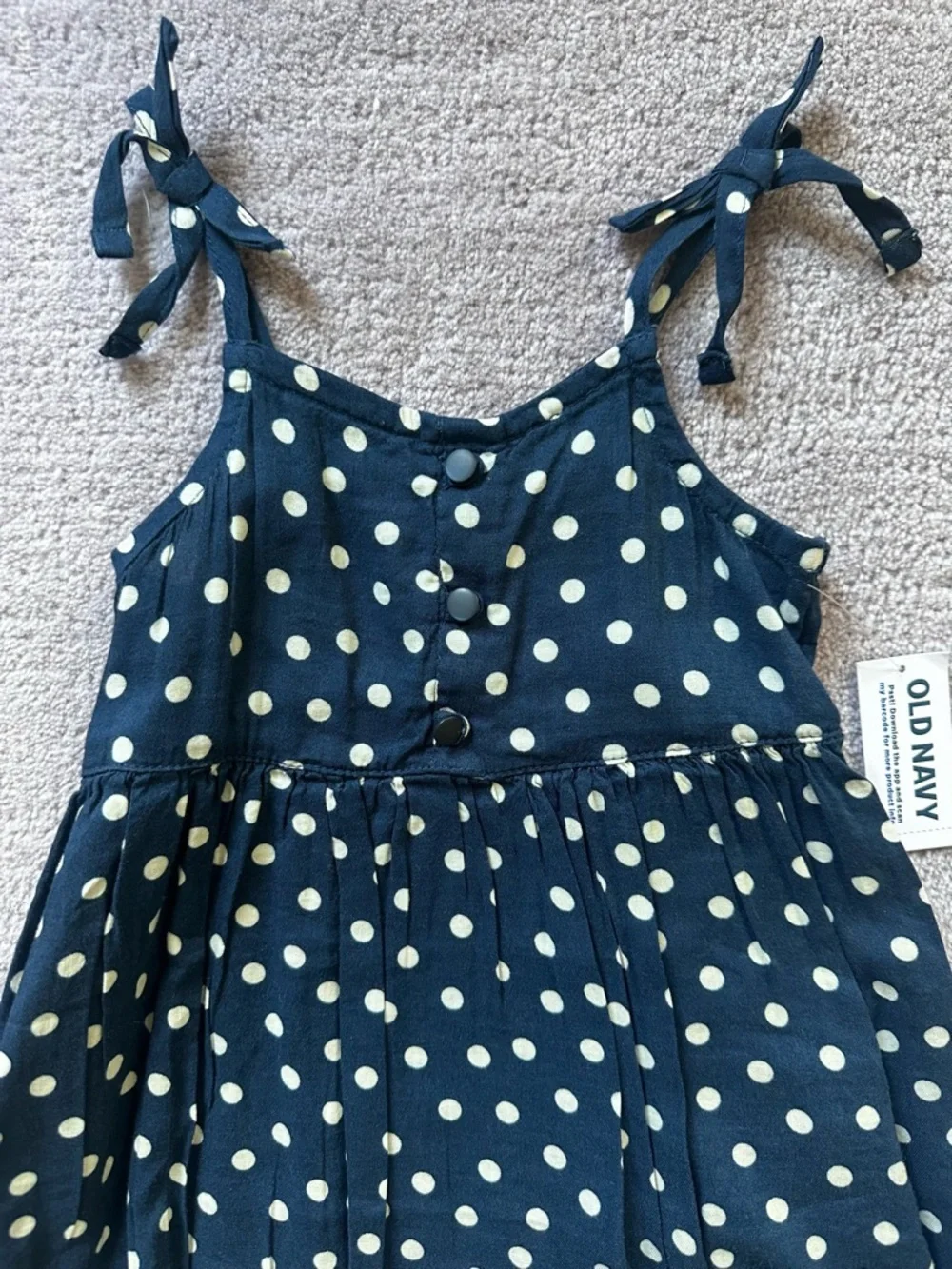 Old Navy Navy Polka Dot Tie-Strap Bubble Dress